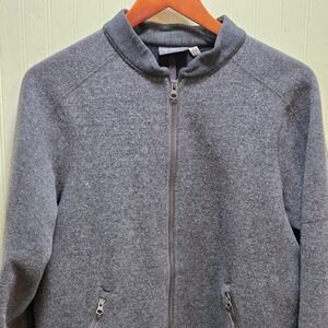 Ibex Jacket Mens Medium Gray Wool Full Zip Bomber Knit Pockets USA Casual